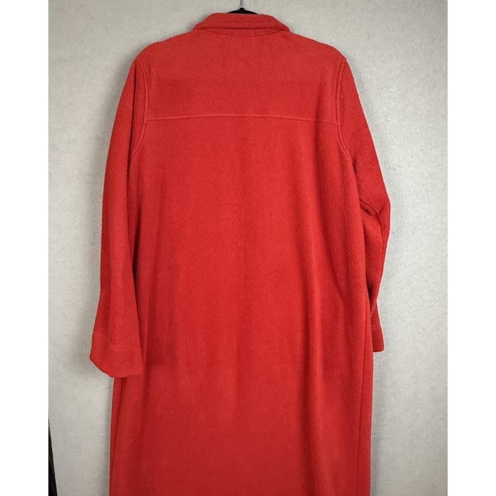 LL Bean Vintage Womens Winter Fleece Zip Up Housecoat Robe Size XL Red - Picture 6 of 6